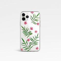 Pressed flowers and leaf phone case
