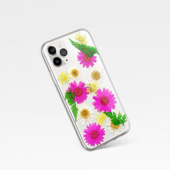 Colorful pressed flowers phone cases