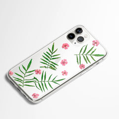 Pressed flowers and leaf phone case