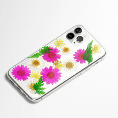 Colorful pressed flowers phone cases