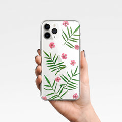Pressed flowers and leaf phone case