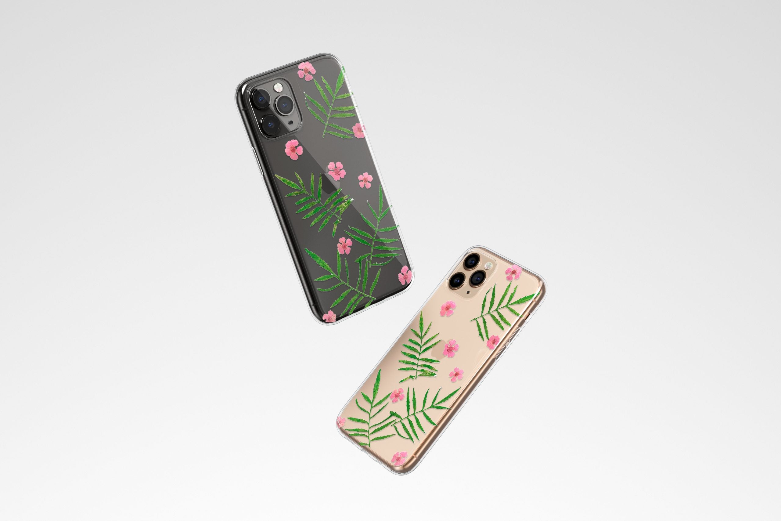 Pressed flowers and leaf phone case