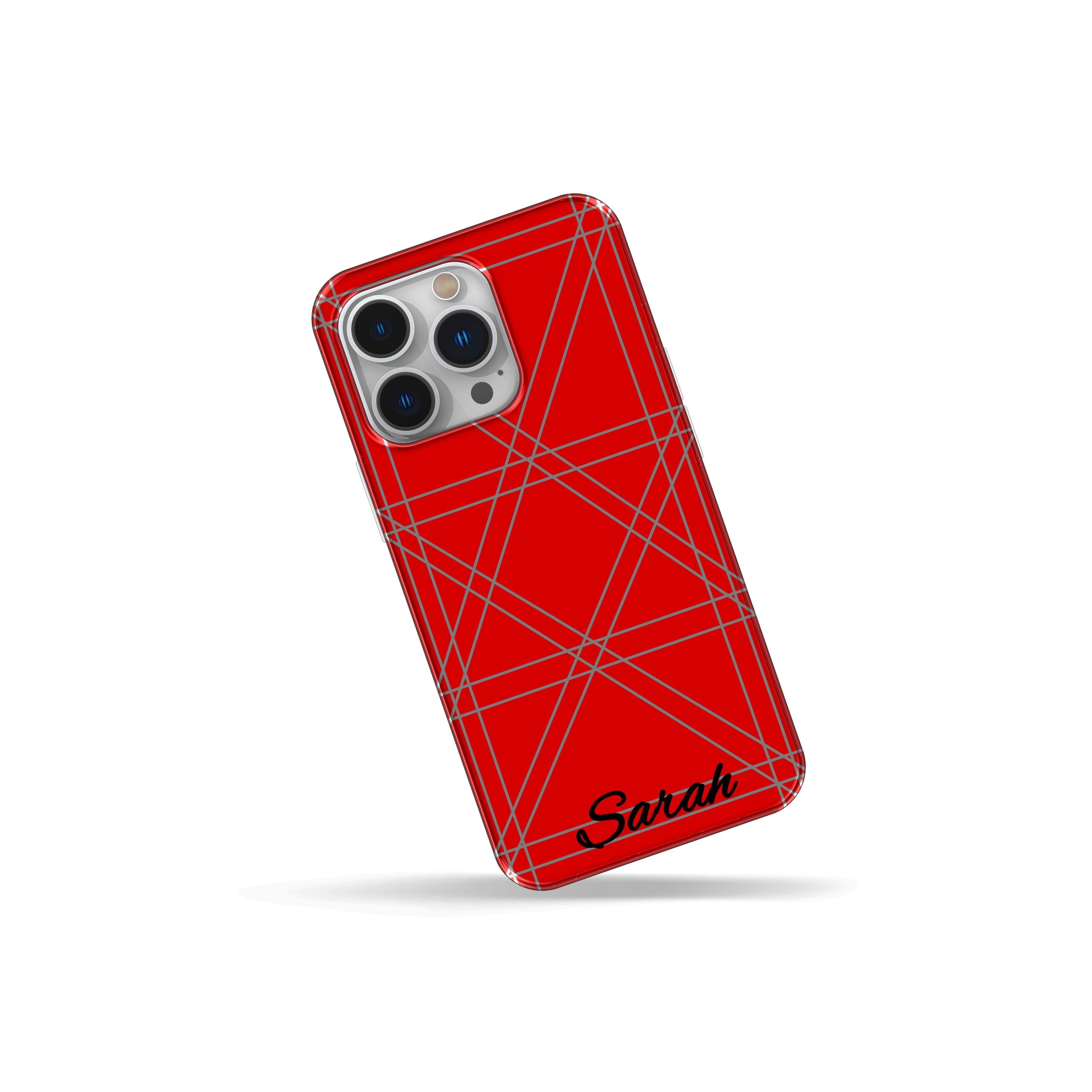 Name customizable phone cases with sticker and nail line