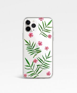 Pressed flowers and leaf phone case