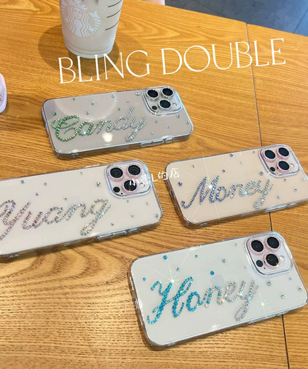 double color custom rhinestone phone case